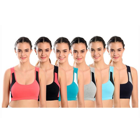 LACEVOZ Women's Cotton Rich Racer Back,Removable Padding Sports Bra. - Picture 8 of 9